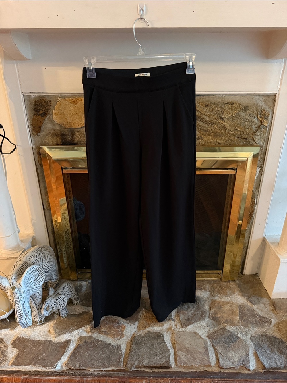 Max Studio London Black Wide-Leg Pull-On Pants size s small